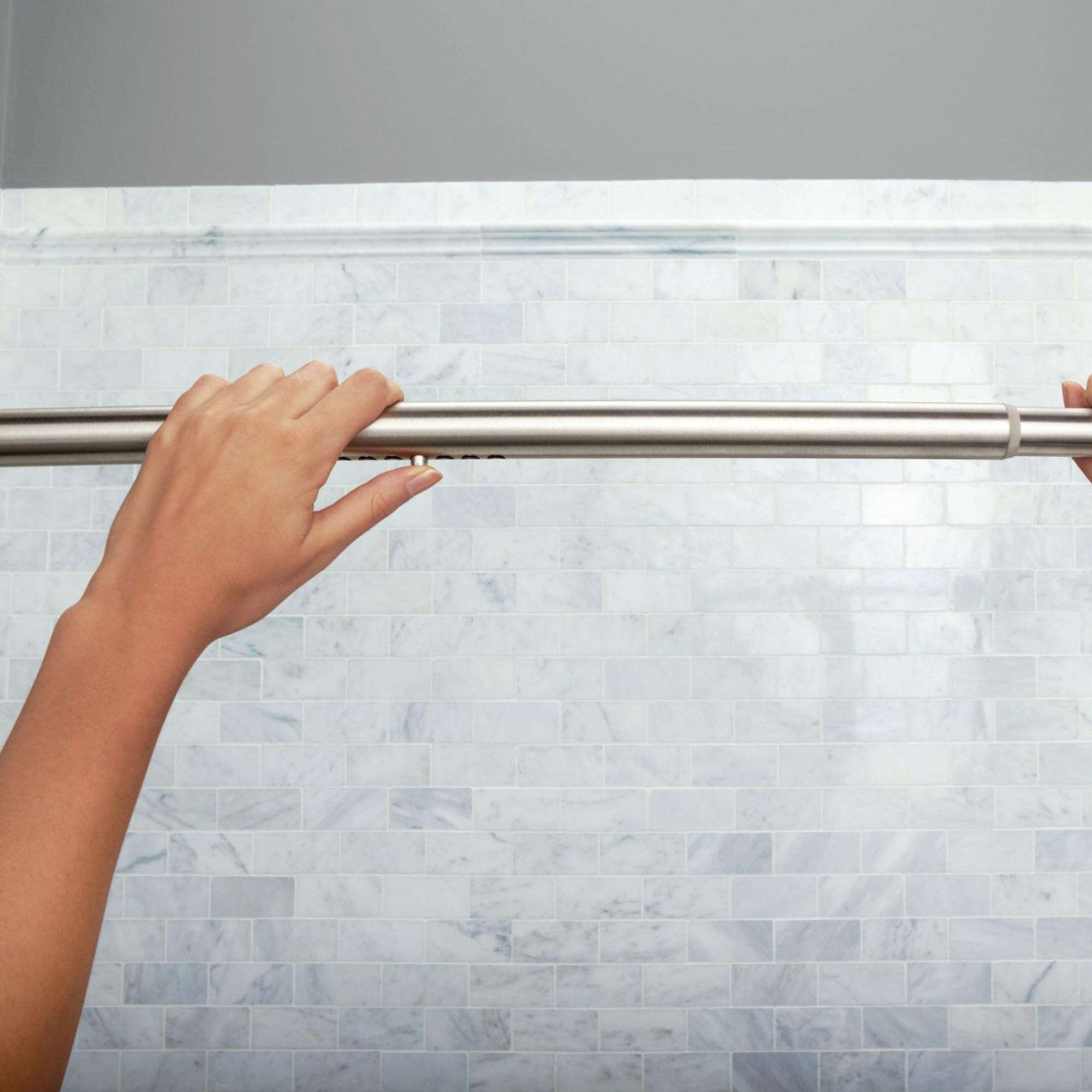Moen 180-degree pivoting flanges allow precise alignment.