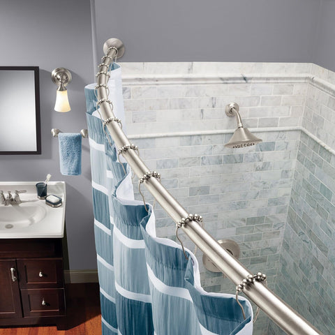 Moen curved rod is easy to reposition and clean.