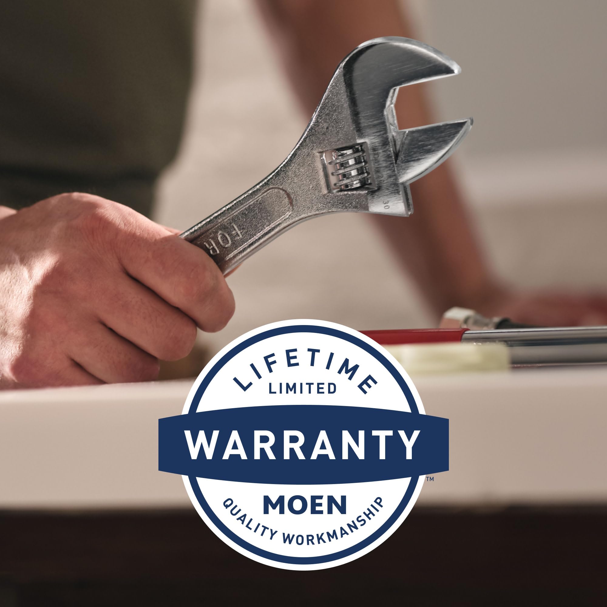Moen curved rod is backed by a lifetime warranty.