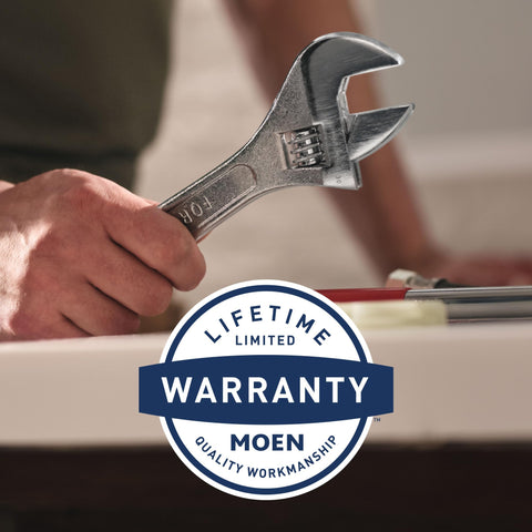 Moen curved rod is backed by a lifetime warranty.