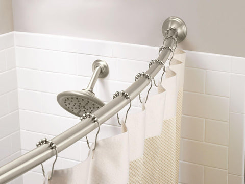 Moen fixed mount curved rod is easy to install for 4.5–6 ft showers.