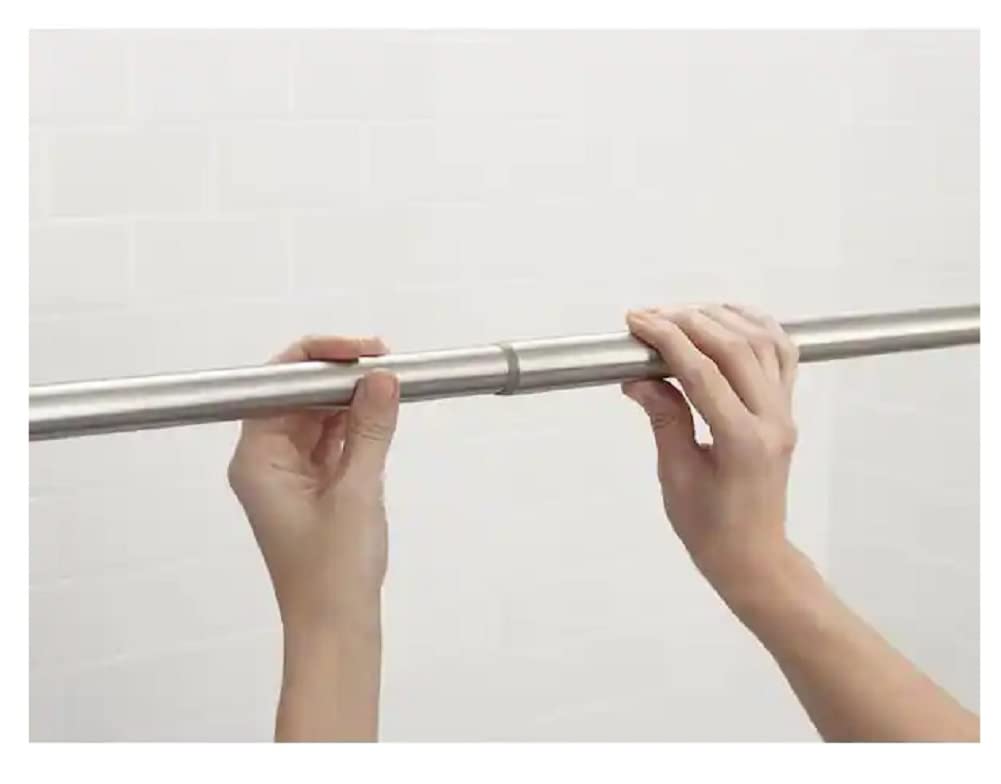 Length adjustment feature on Moen rod showing secure lock for 44–72 inch range.