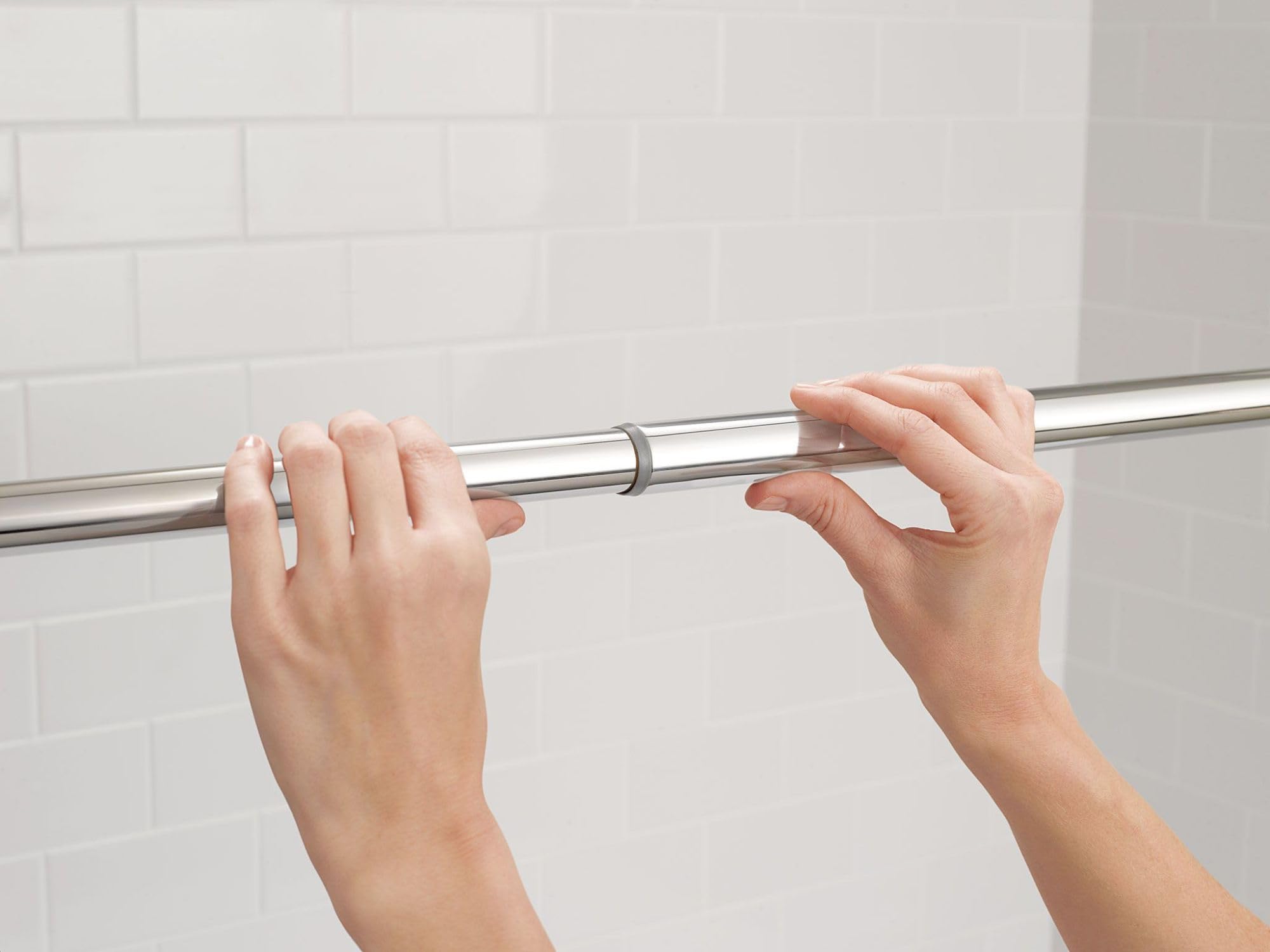 Moen TR1000CH tension mechanism prevents sag and maintains curtain position
