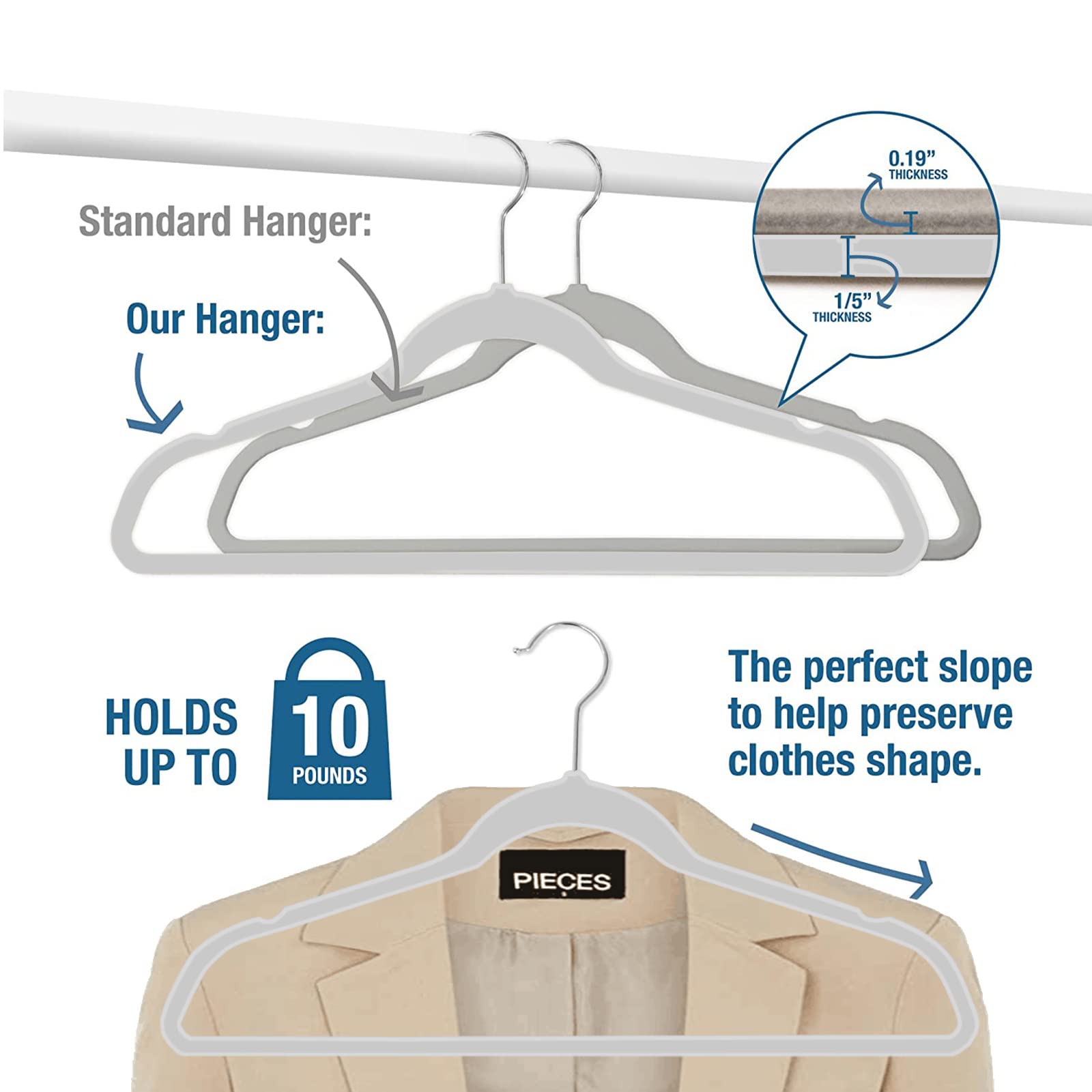 MOERKADA 17.7-inch pants hangers keep large trousers secure.