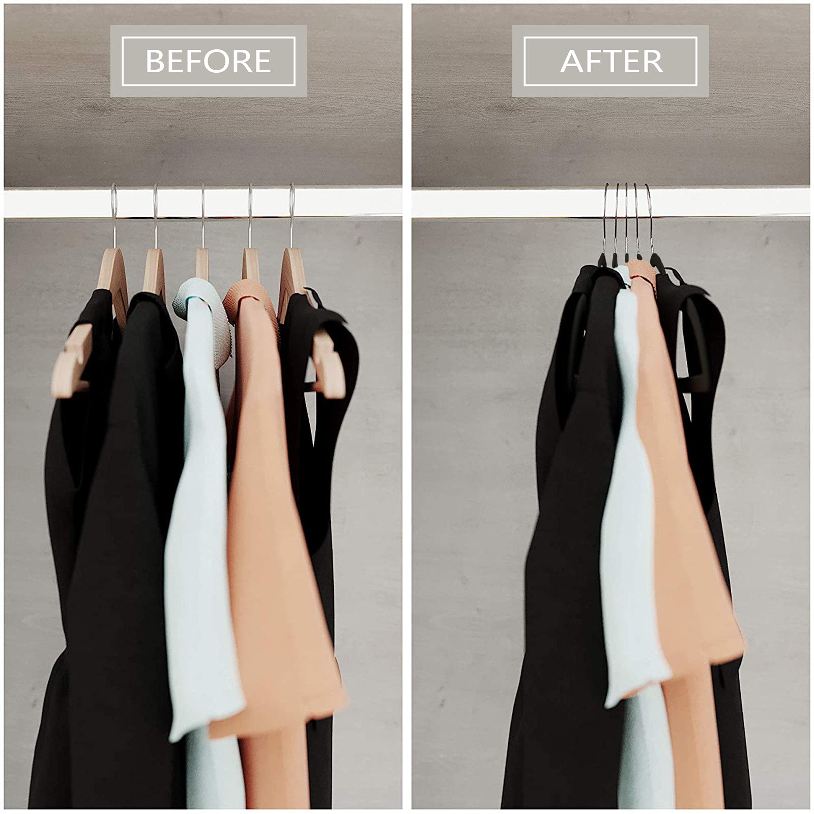 MOERKADA space-saving design maximizes closet capacity.