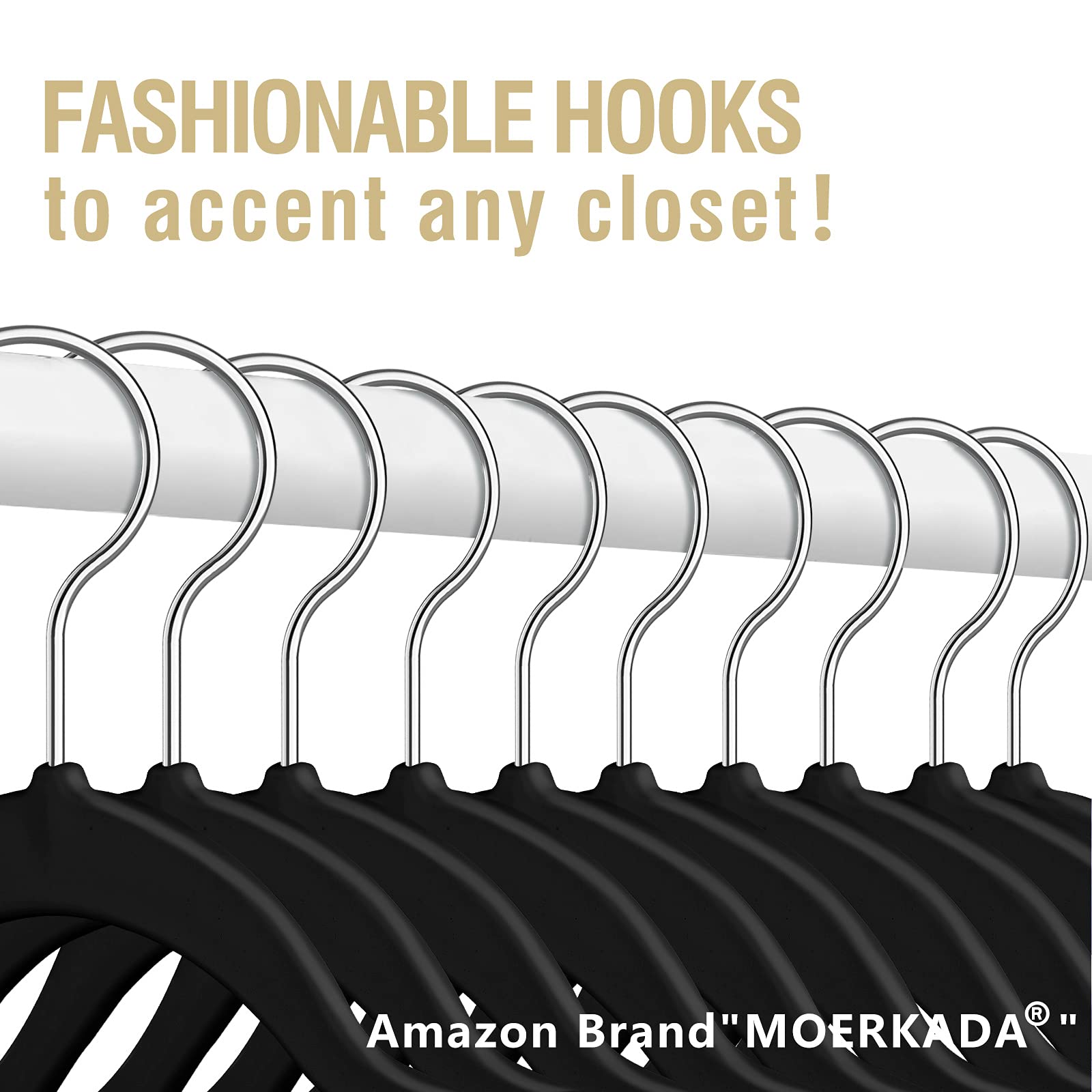 MOERKADA stackable hanger design allows compact dorm storage.