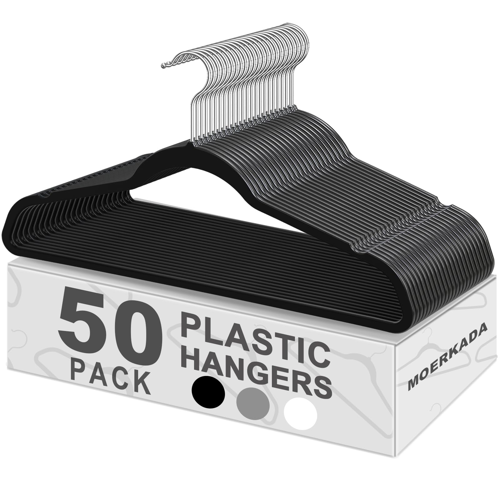 MOERKADA ultra-thin hanger with 0.2-inch profile saves closet space.