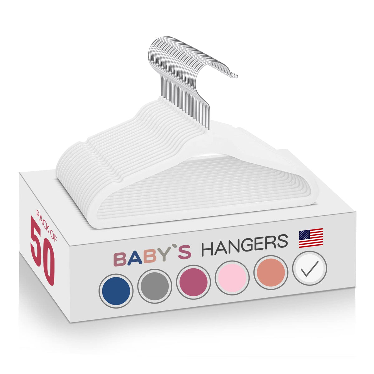 MOERKADA white velvet kids hangers with 11-inch slim profile protect delicate fabrics.