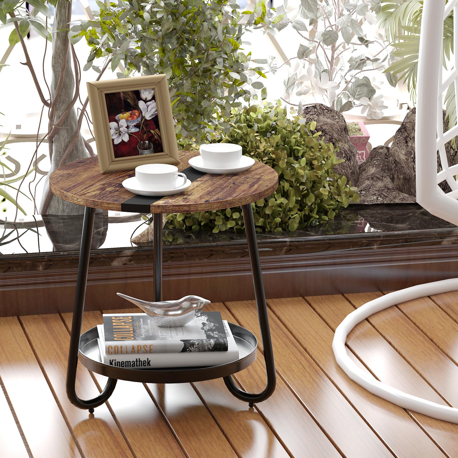 MOFAIN 2 Tier Table sturdy frame supports daily use