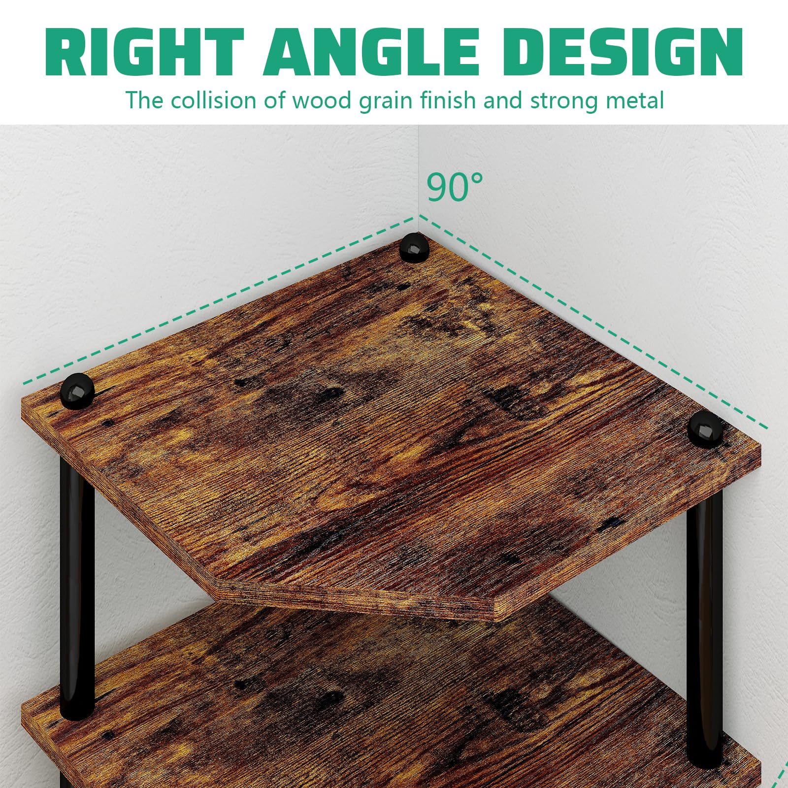 MOFAIN elegant rustic finish blends wood grain with black metal accents