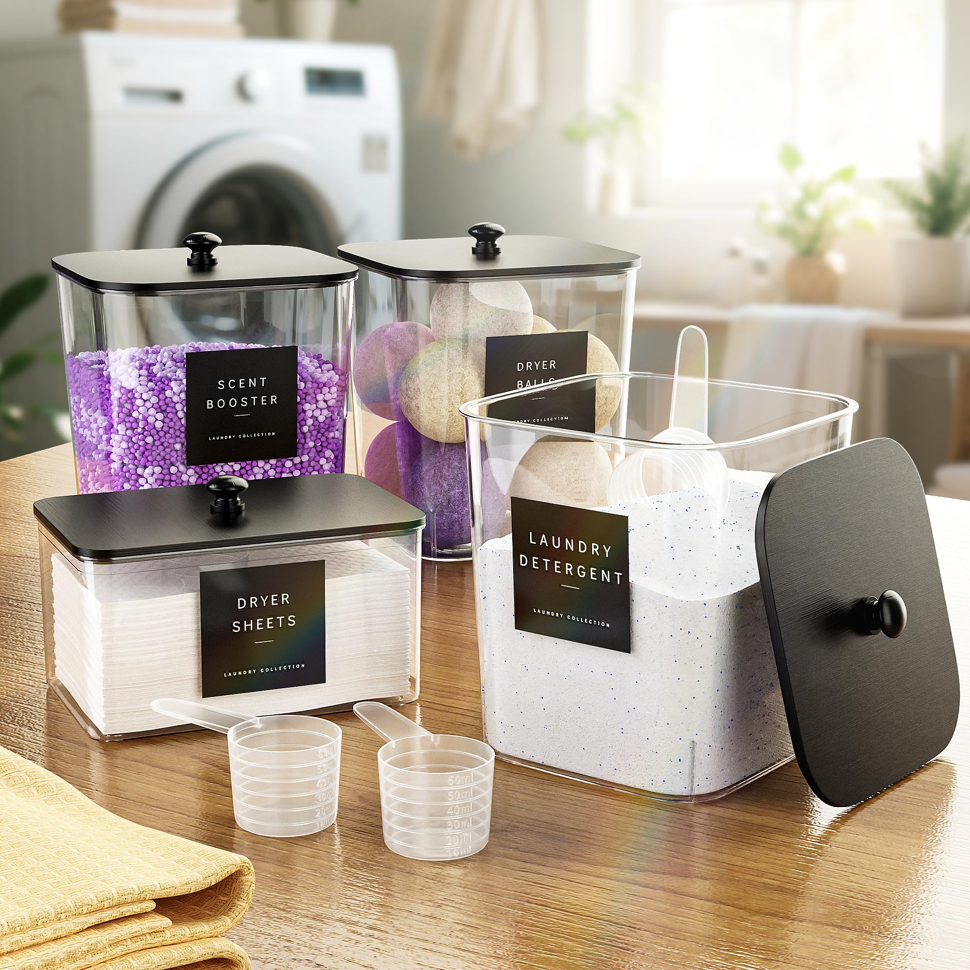 Moforoco black wood lids add a luxe touch to clear containers.