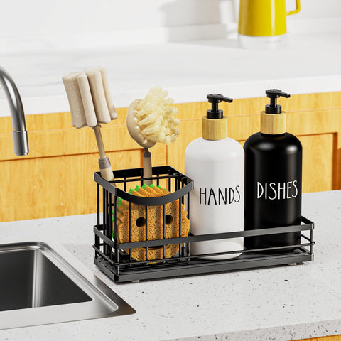 Moforoco all-in-one soap dispenser set helps declutter the sink area.