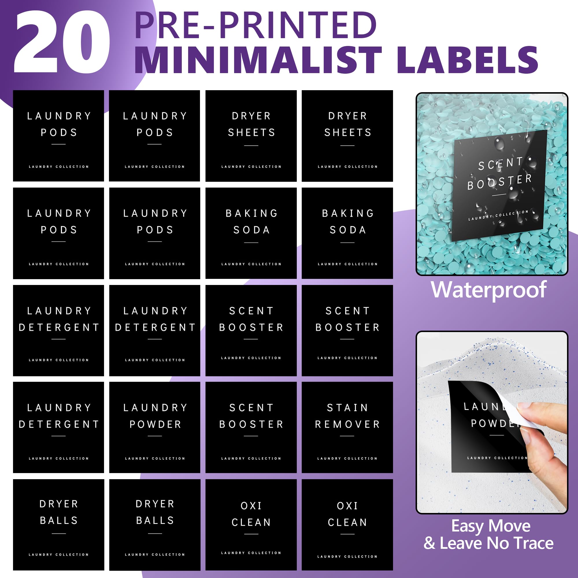 Moforoco waterproof labels provide durable tagging for organized storage.