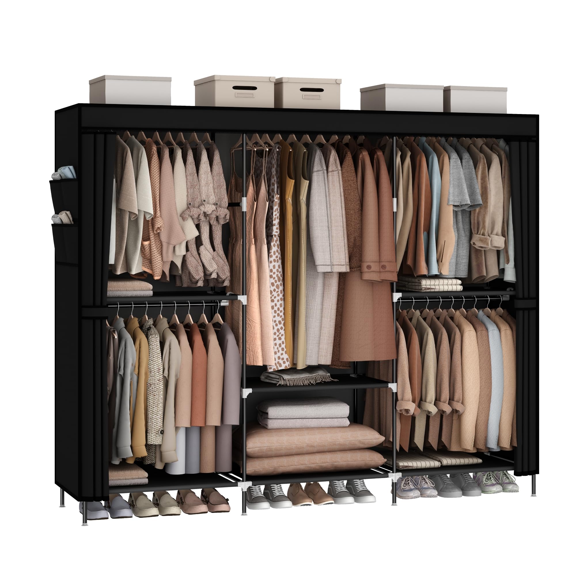 MOGELAFOO 83-inch closet wardrobe front view for organized bedroom storage.