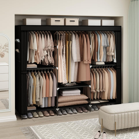 MOGELAFOO 83-inch closet wardrobe storage shelves arranged for folded garments.
