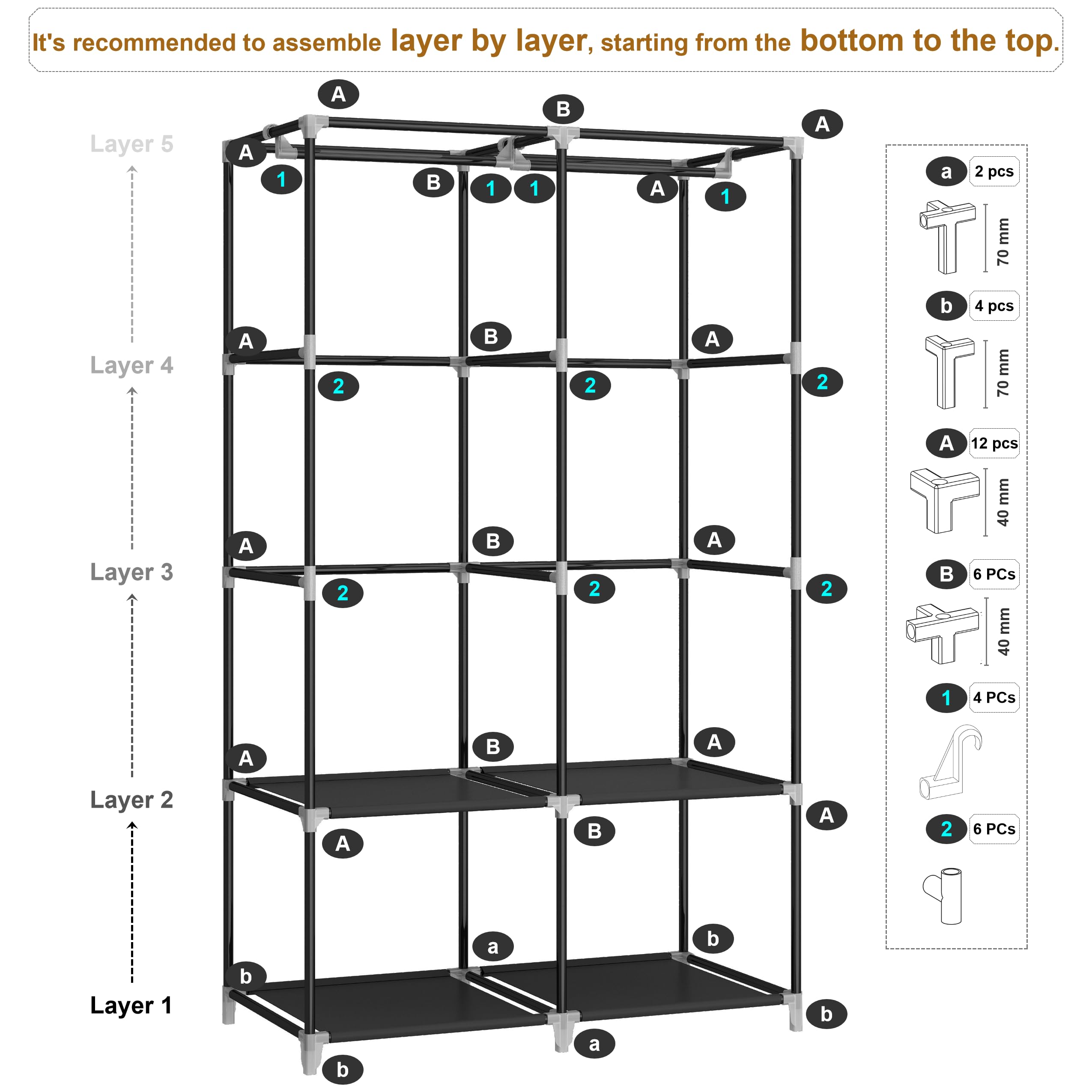 MOGELAFOO lightweight wardrobe weighs seven pounds for easy relocation.