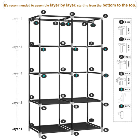 MOGELAFOO lightweight wardrobe weighs seven pounds for easy relocation.