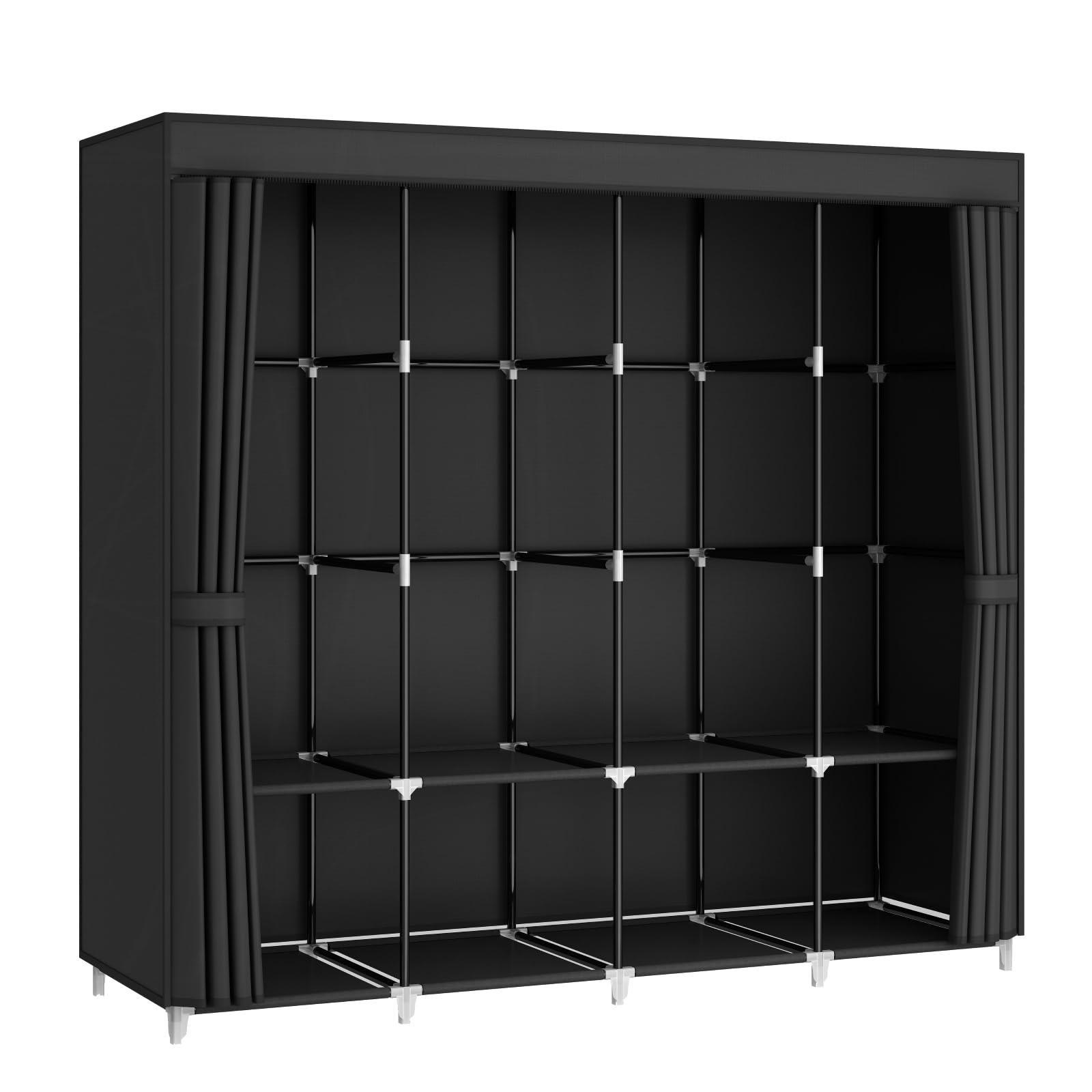 MOGELAFOO closet wardrobe with 4 hanging rods ready for outfits