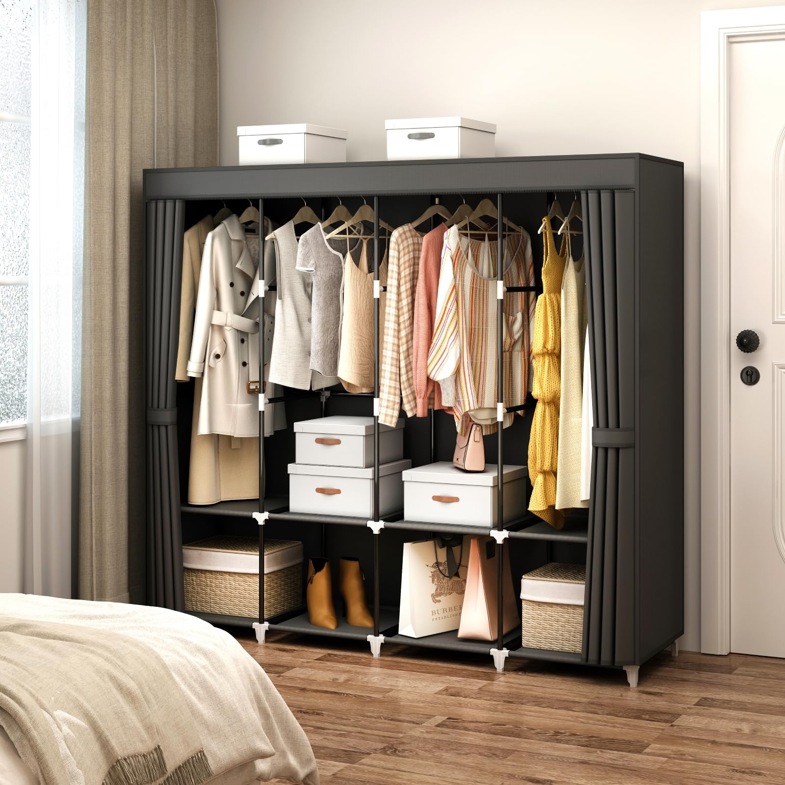 MOGELAFOO wardrobe with 8 shelves for folded clothes and accessories