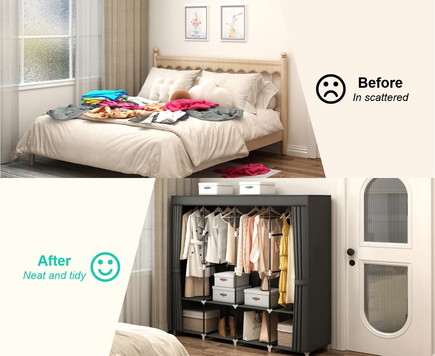 MOGELAFOO black finish portable closet fits in modern rooms