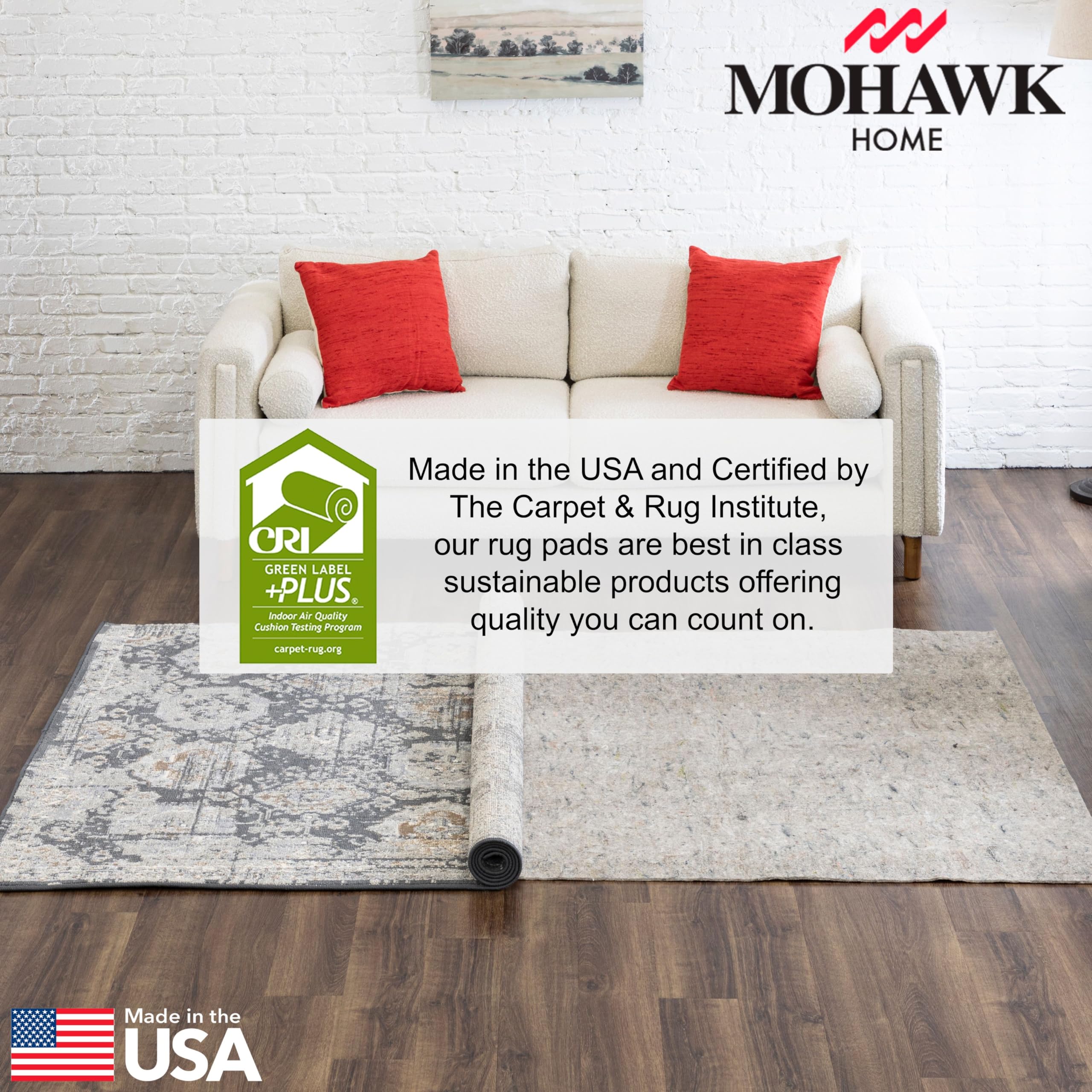 Easy to trim with scissors for a precise rug fit.