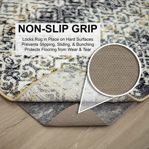 Mohawk Home dual-surface rug pad in use protects floors.