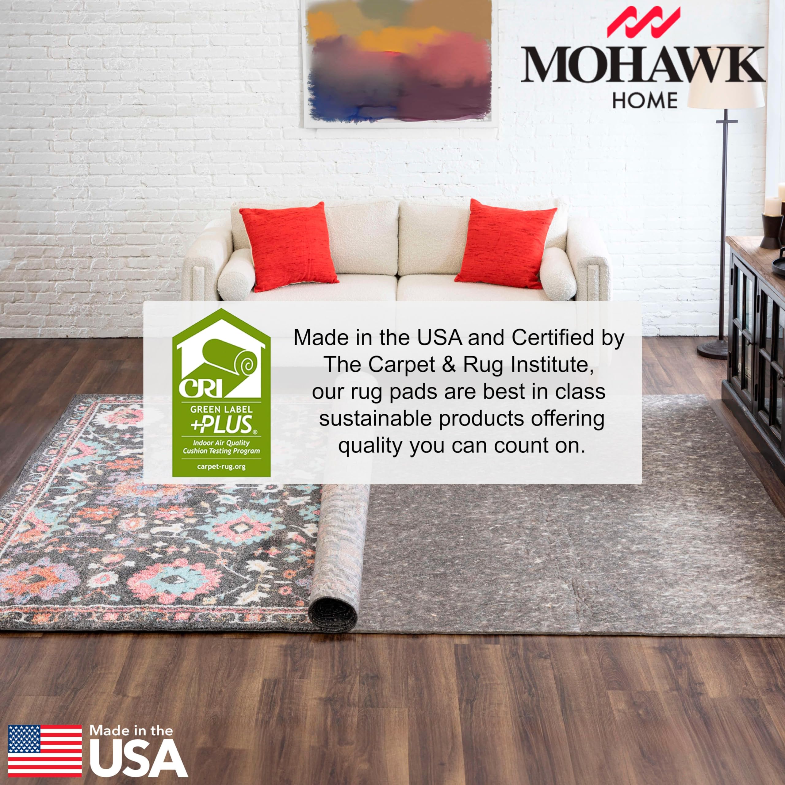 Mohawk Home soft-carpet grip side prevents bunching and slipping on carpet.