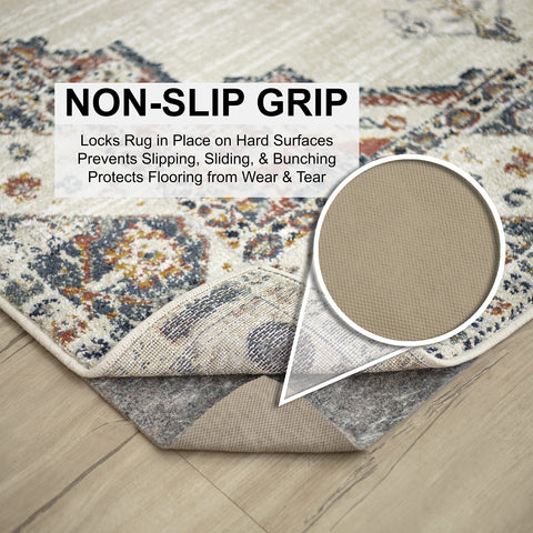 Mohawk Home rug pad close-up shows 1/4-inch cushioned comfort.