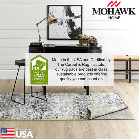 Mohawk Home protects hardwood floors with cushioned, slip-free layer.