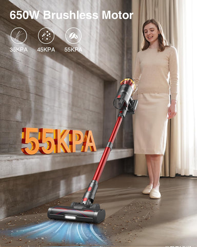 Mohomo cordless vacuum with LED screen showing real-time status.