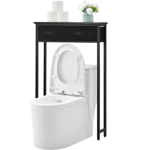MOHOPE over-the-toilet storage black tower; compact height for tight bathrooms.