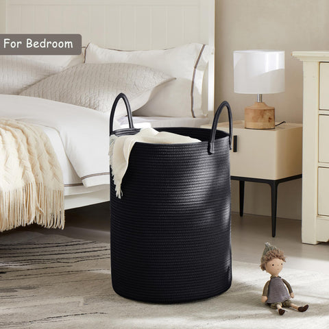 MOJOSCEND freestanding base cotton rope basket shown in living space