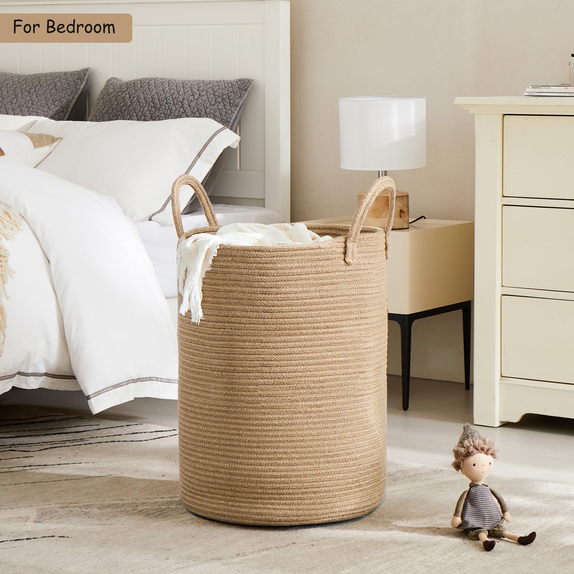 MOJOSCEND laundry basket with soft handles for easy carrying around the home