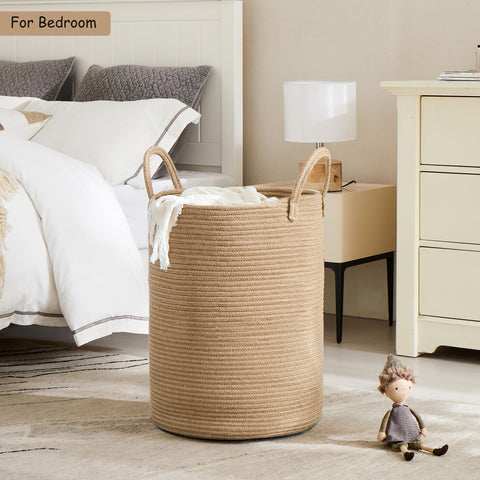 MOJOSCEND laundry basket with soft handles for easy carrying around the home