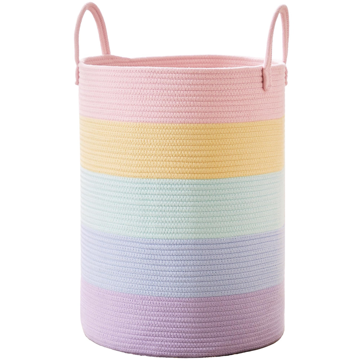 MOJOSCEND rainbow laundry hamper open top keeps laundry organized and accessible.