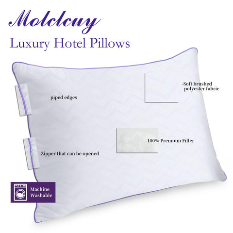 MOLCLCUY bed pillows king size pack 2 filling detail showing balanced fill