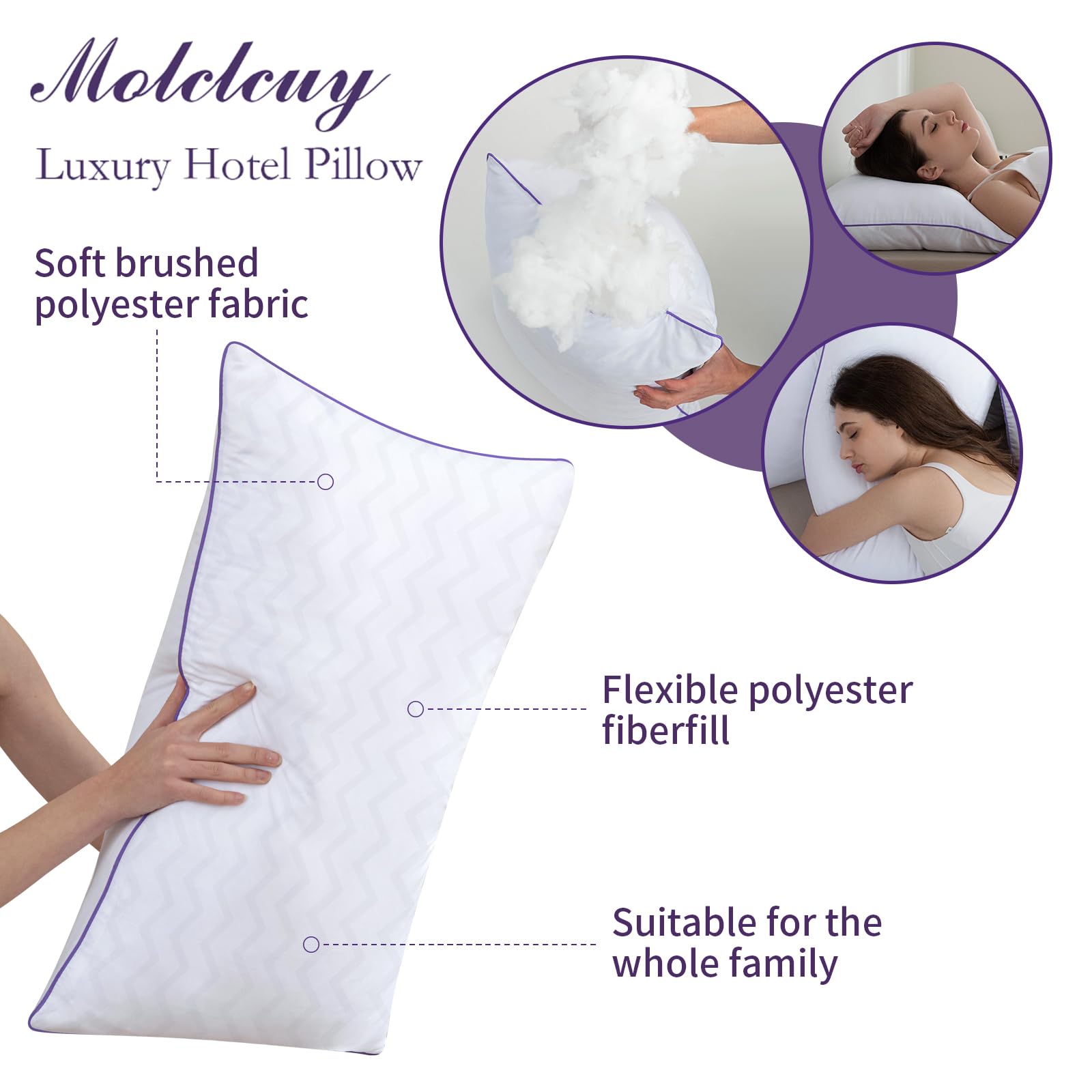 MOLCLCUY bed pillows king size pack 2 machine washable feature