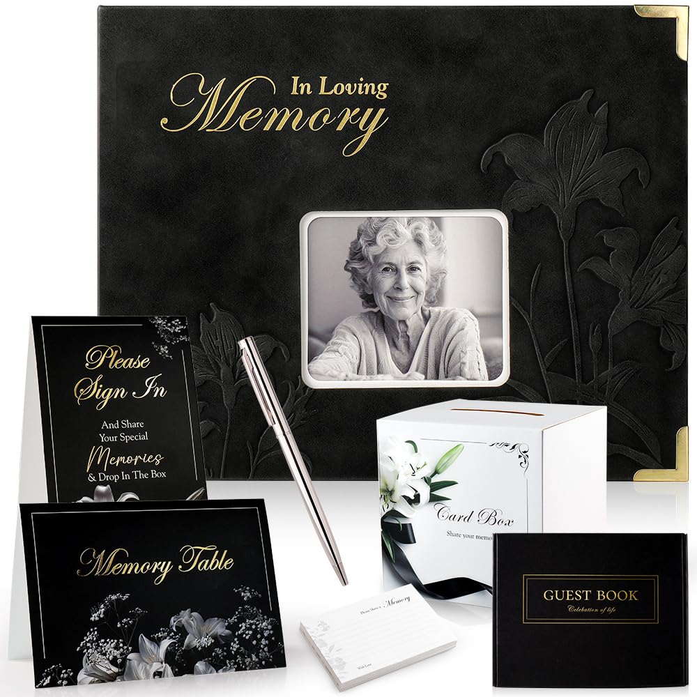 Molekaus embossed funeral guest book cover with an elegant memorial design
