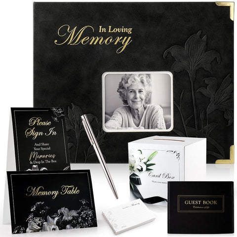 Molekaus embossed funeral guest book cover with an elegant memorial design