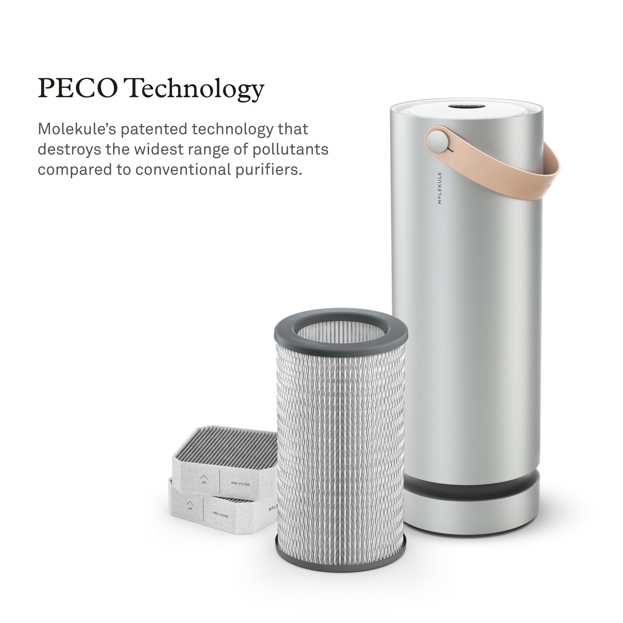 Molekule PECO-Filter product shot showing an authentic filter for purification.