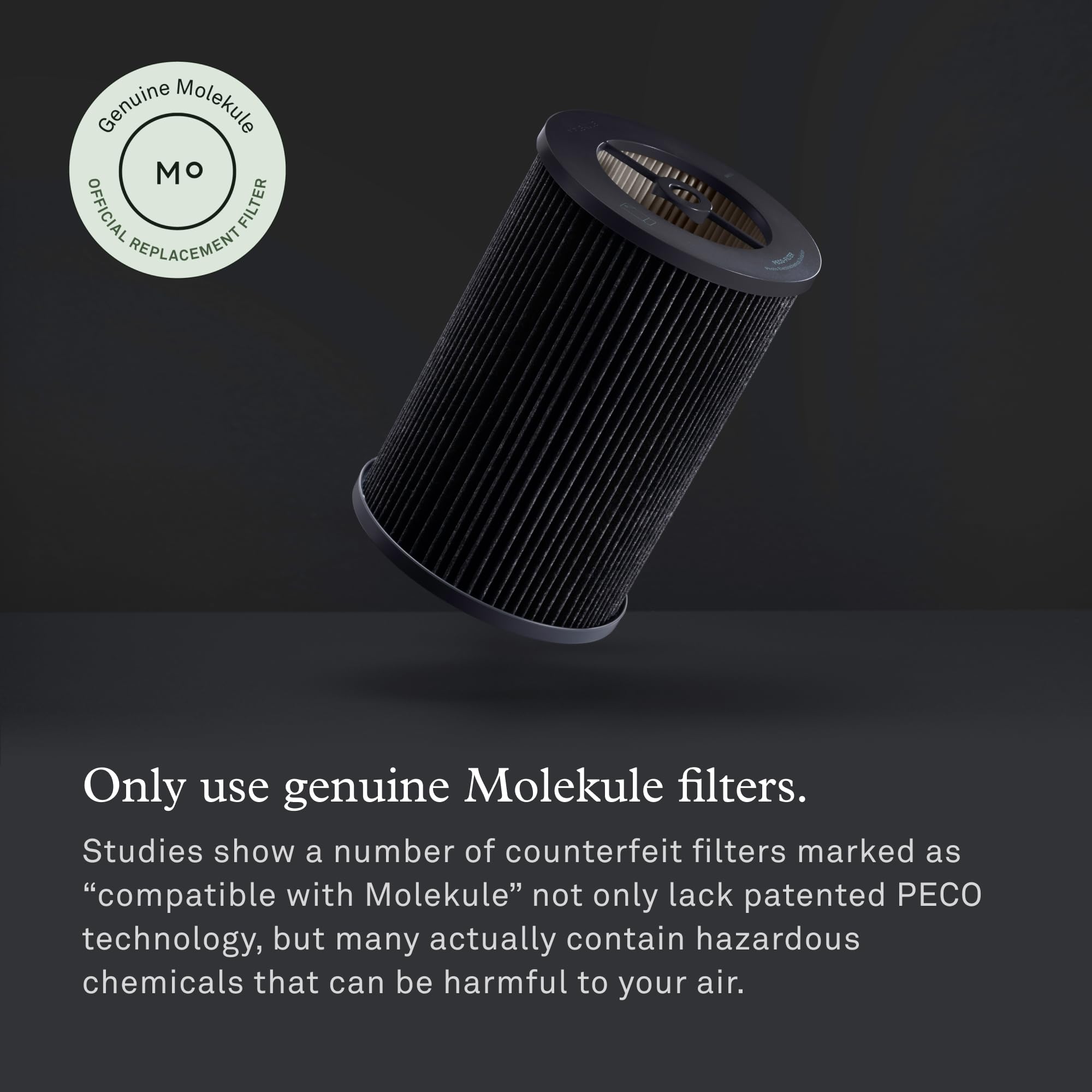 Molekule Tri-Power filter showing PECO and HEPA layers.