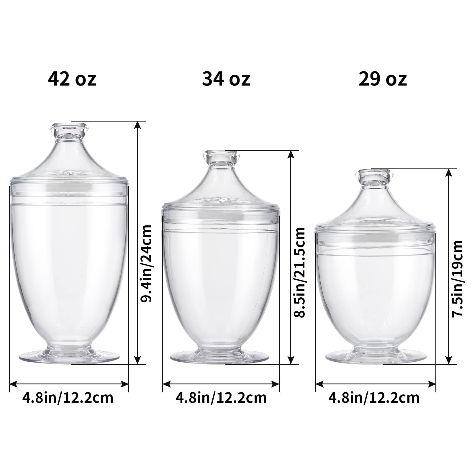 MOLIGOU acrylic apothecary jar 29-ounce compact storage for small items.