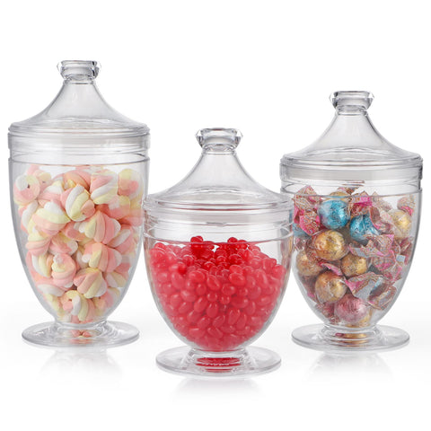MOLIGOU acrylic apothecary jar 42-ounce with airtight lid keeps pantry staples fresh.