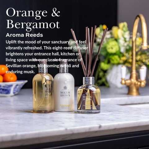 Close-up of Sevillian orange and neroli notes within Molton Brown aroma reeds.