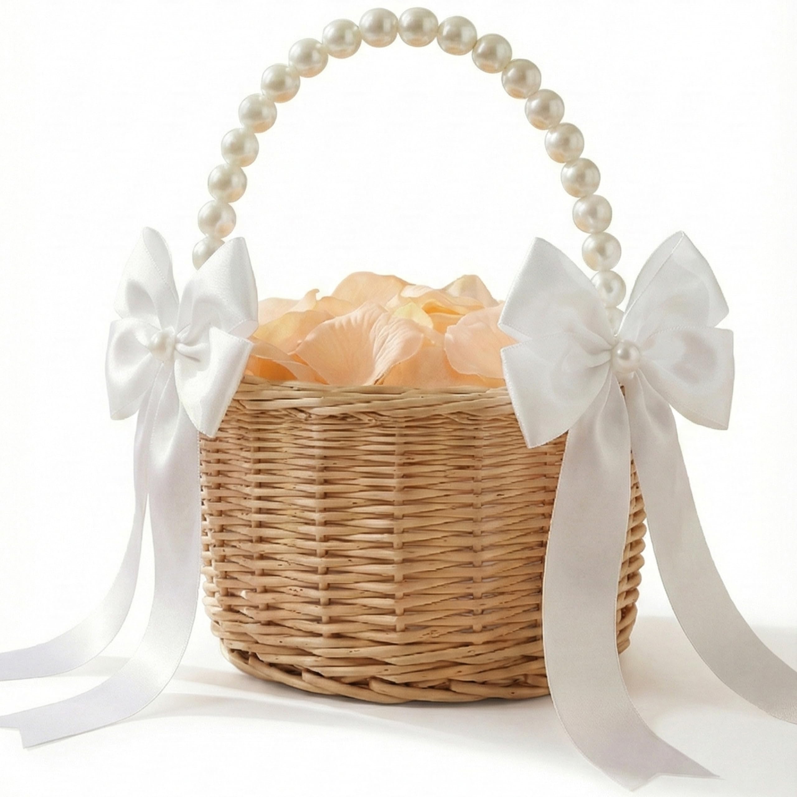 MOLTREX flower girl basket with pearl handle for elegant aisle moments.