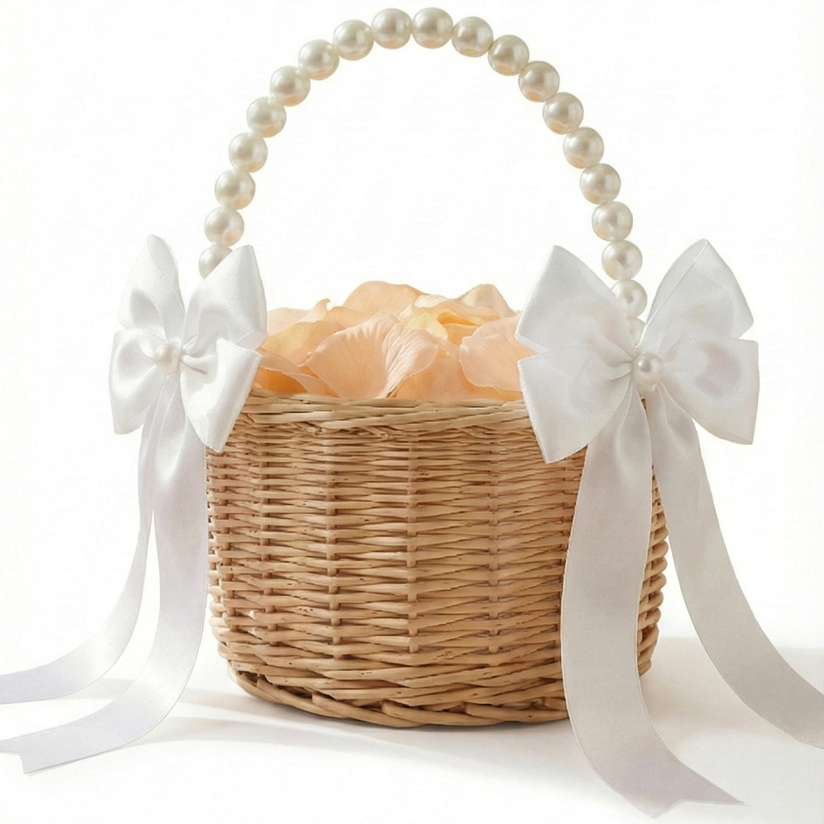 MOLTREX flower girl basket with pearl handle for elegant aisle moments.