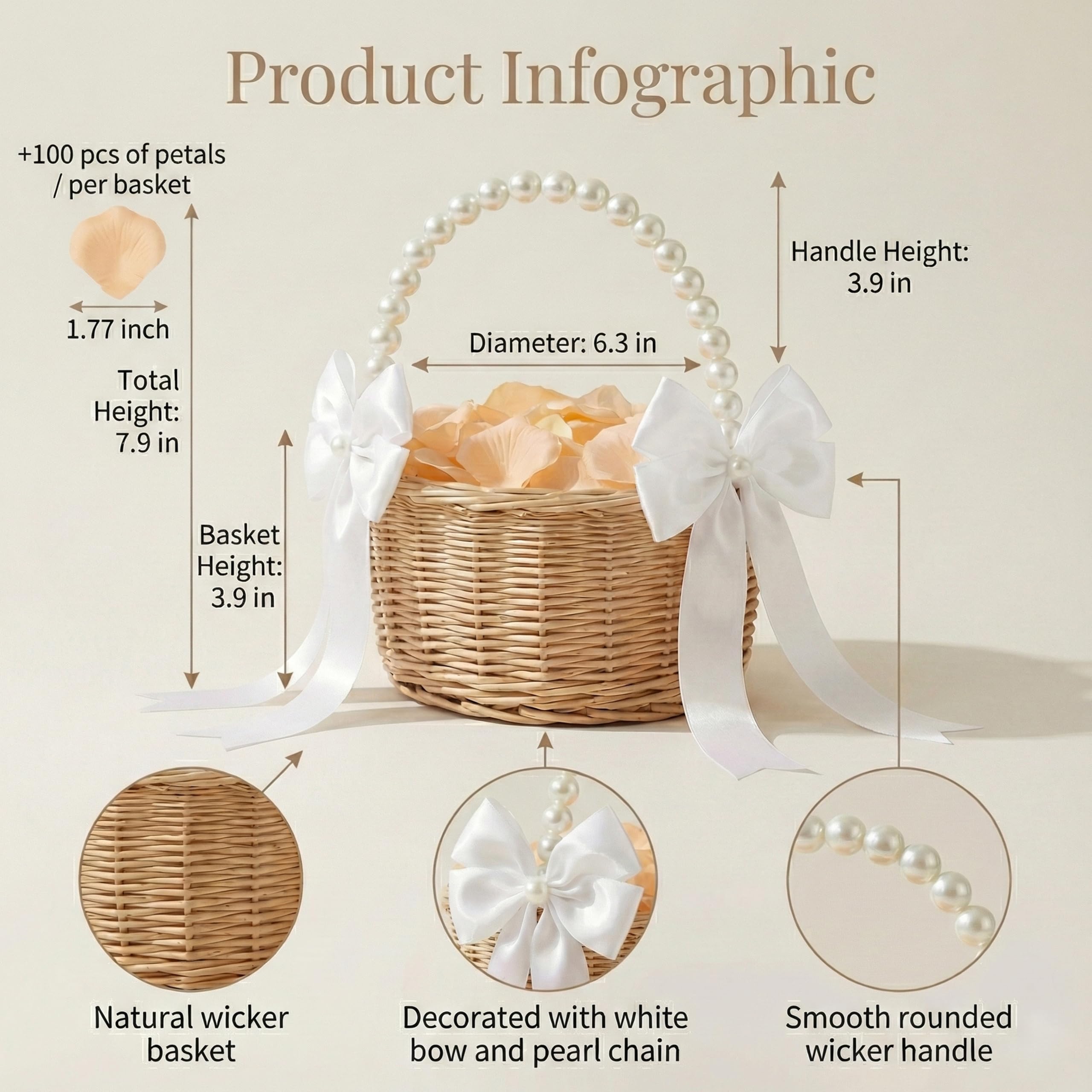 MOLTREX flower girl basket woven rattan texture adds rustic charm to decor.