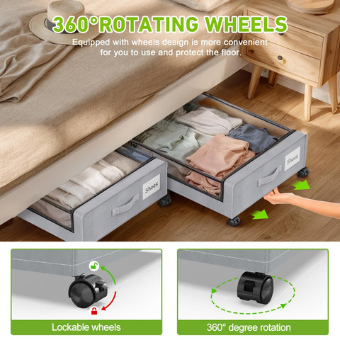 Molutsody shoe storage bin under bed organizes footwear neatly.