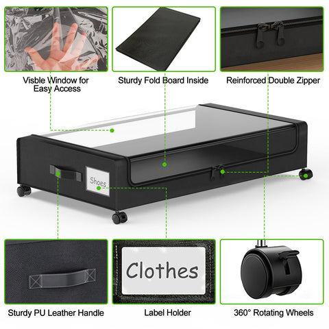 Molutsody underbed storage 2-pack in-room, keeps clothes organized.