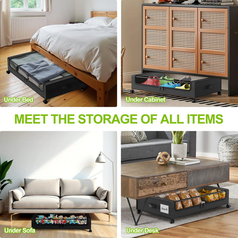 Molutsody underbed storage with clear window, visible contents stay protected.